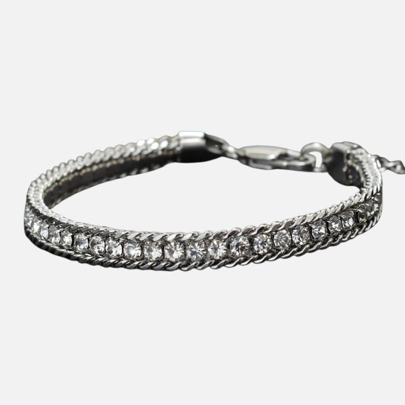 Bracelet Tennis Homme Acier Inoxydable Avec Zircons