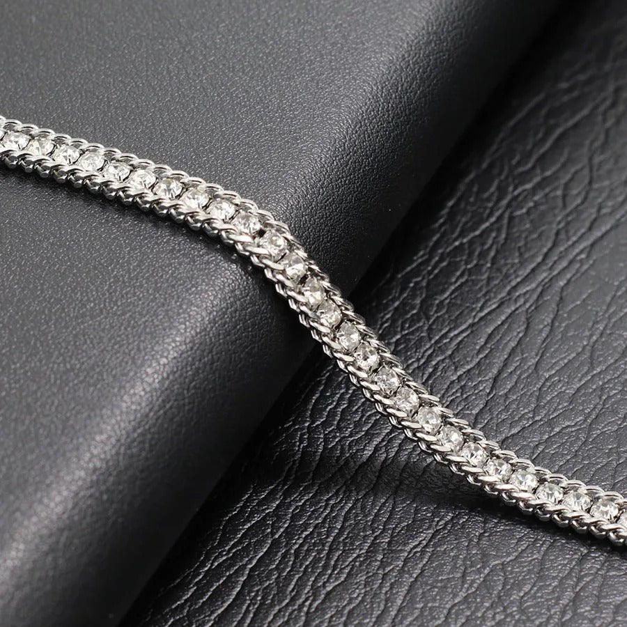 Bracelet Tennis Homme Acier Inoxydable Avec Zircons