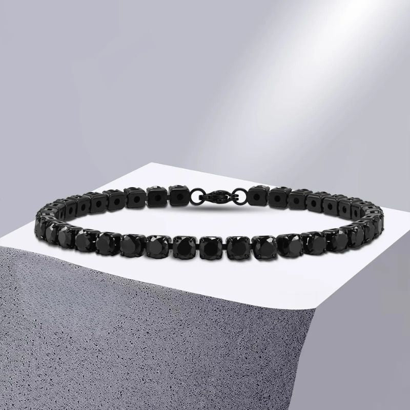 Bracelet Tennis Homme Noir - Acier Inoxydable