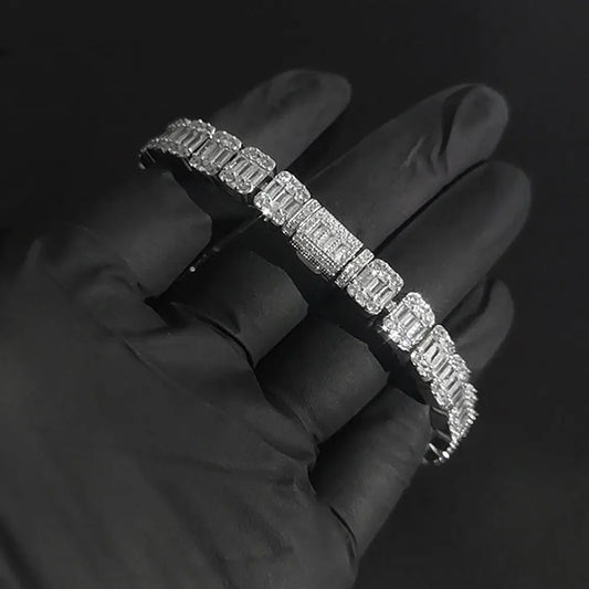 Bracelet Tennis Homme Zircon Baguette Pavé