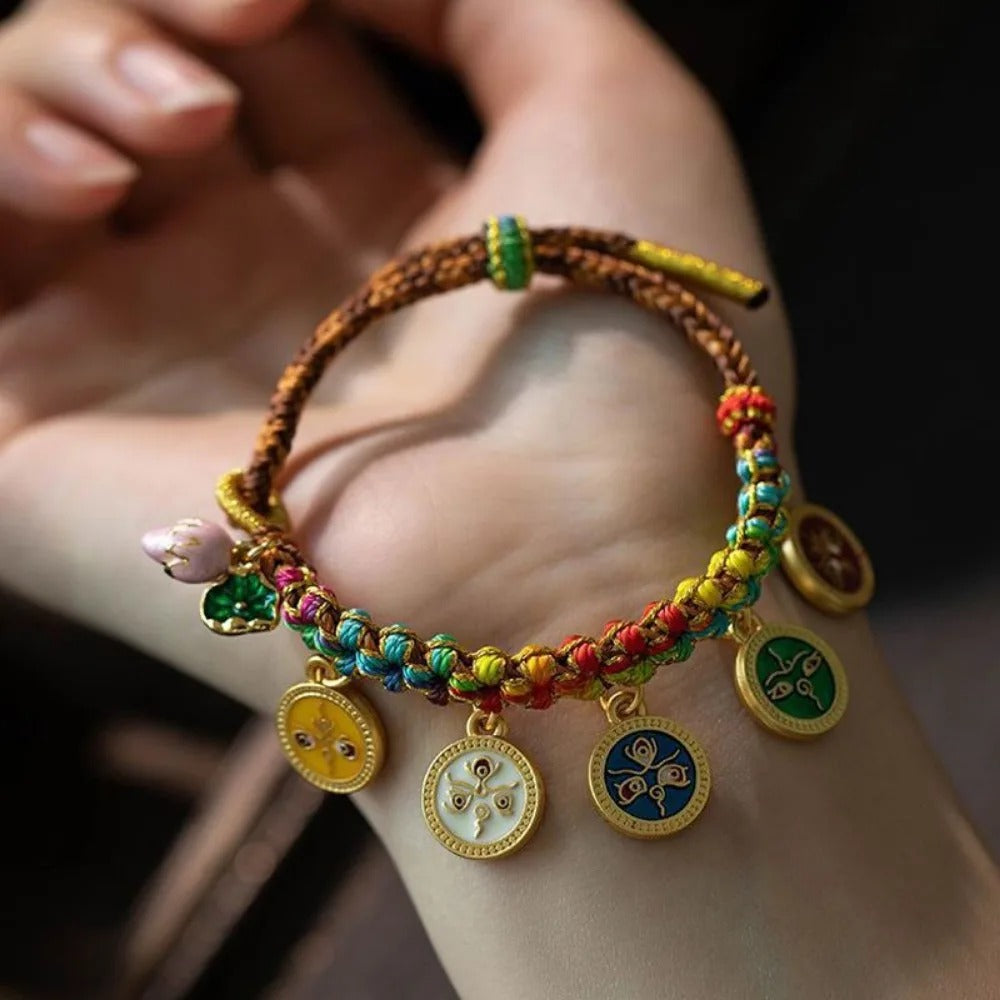 Bracelet Tibétain Femme Médaillons Porte-Bonheur