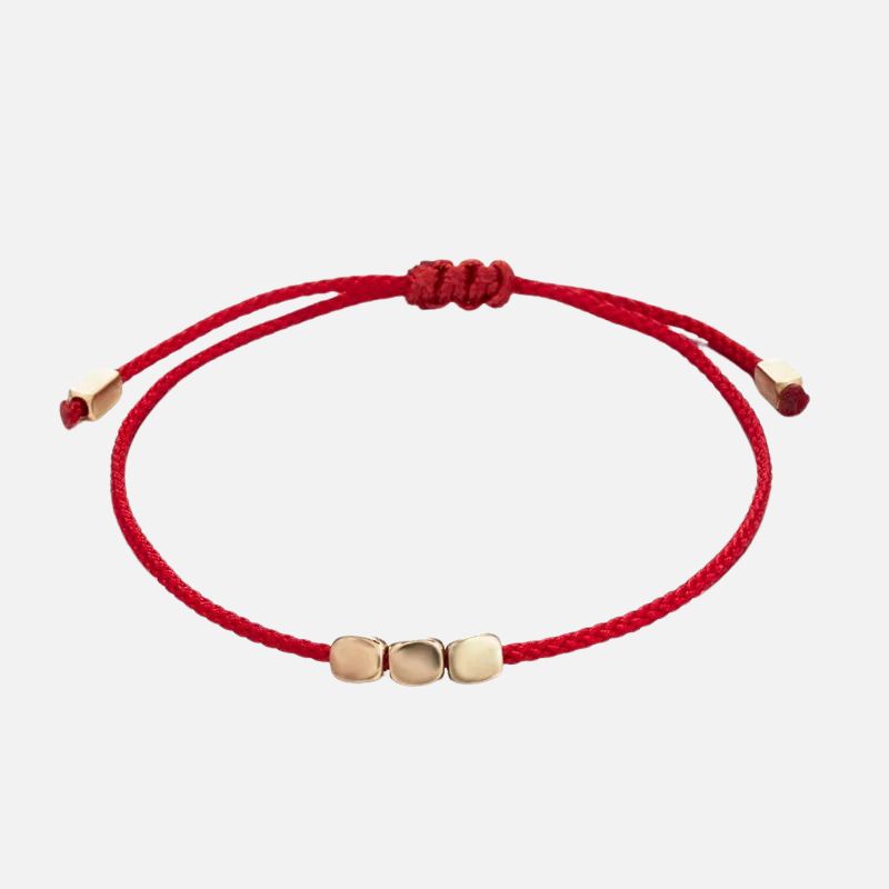 Bracelet Tibétain Femme Trois Perles Dorées