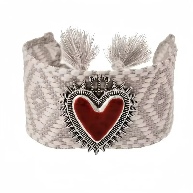 Bracelet en Tissu Femme Cœur Sacré