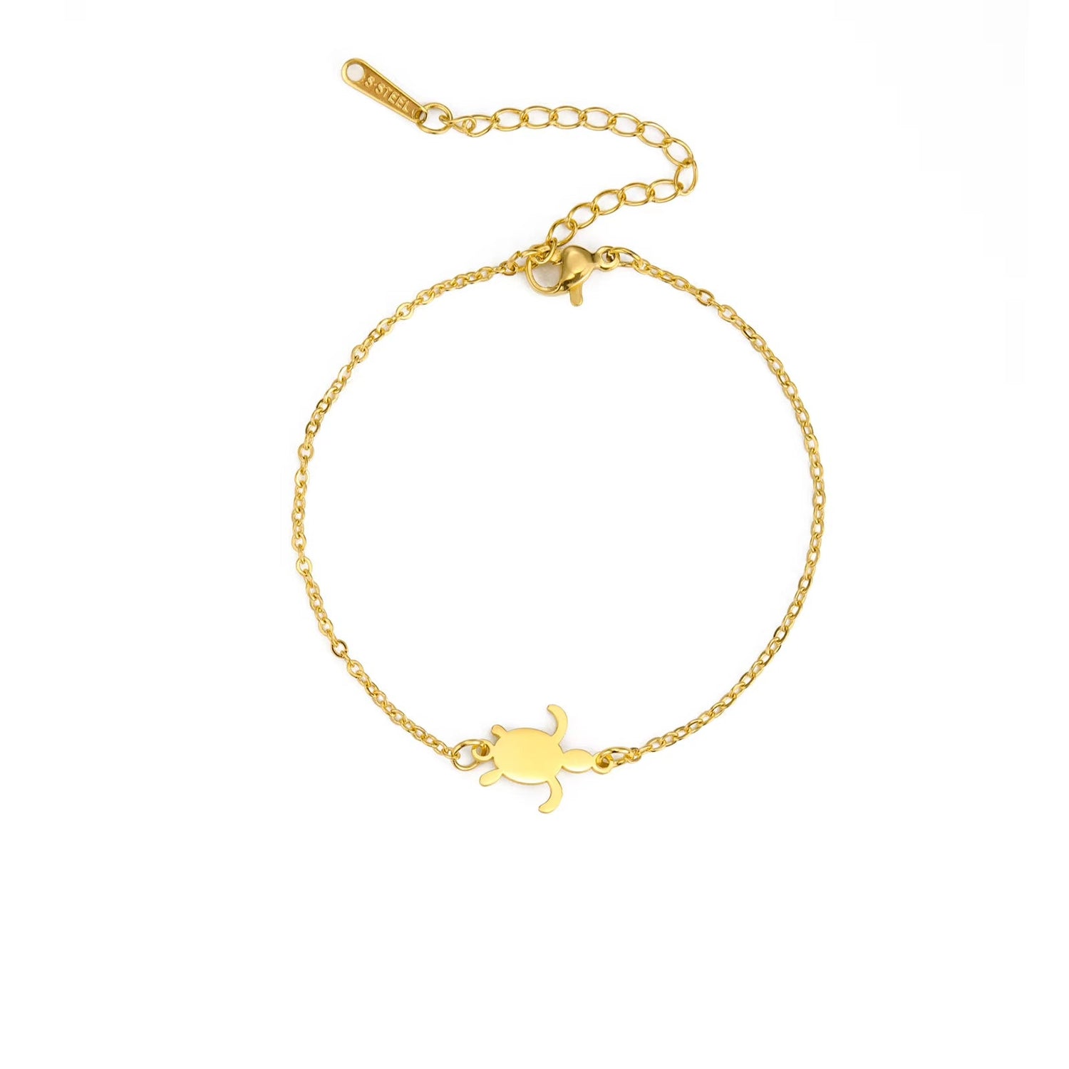 Bracelet Tortue en Acier Inoxydable sur fond blanc