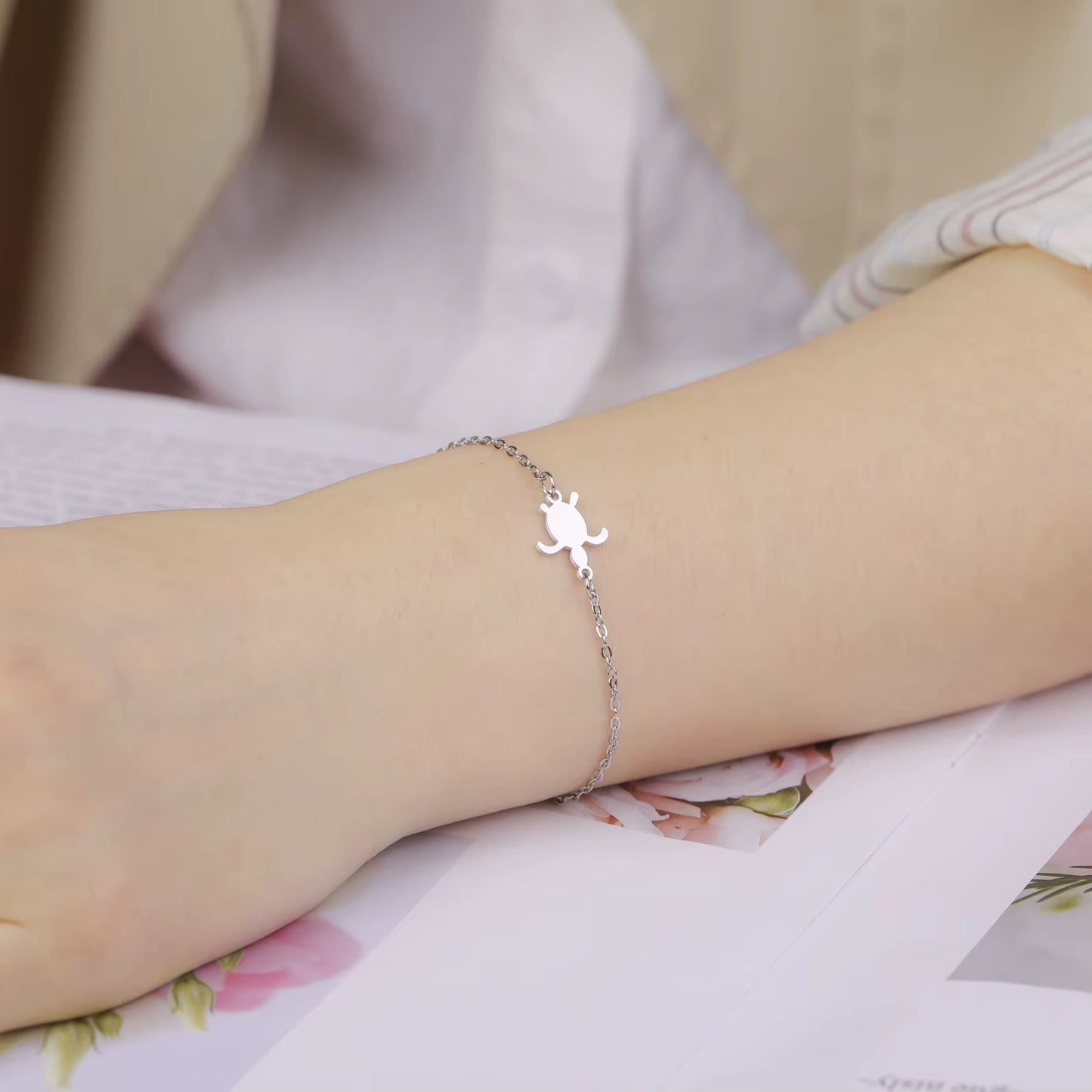 Bracelet Tortue en Acier Inoxydable