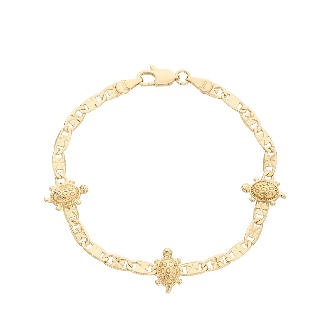 Bracelet Tortue Doré en Cuivre sur fond blanc