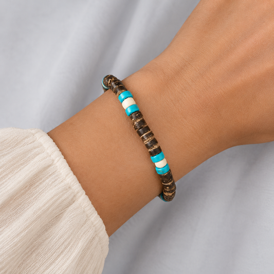 Bracelet Turquoise Femme Bois De Coco