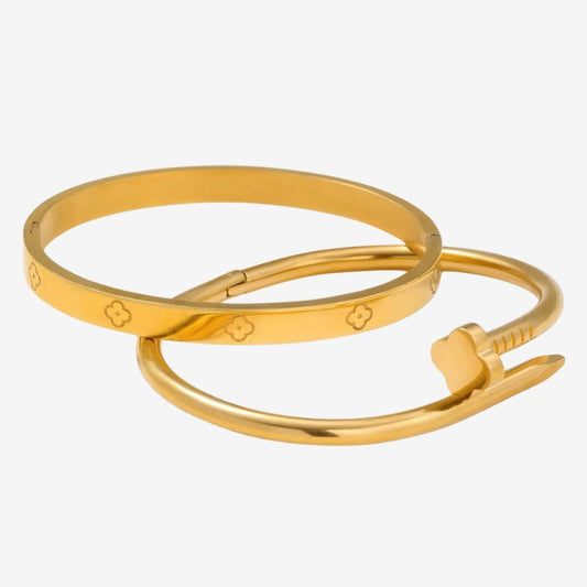 Duo Bracelet Femme Trèfle Acier Inoxydable Intemporel