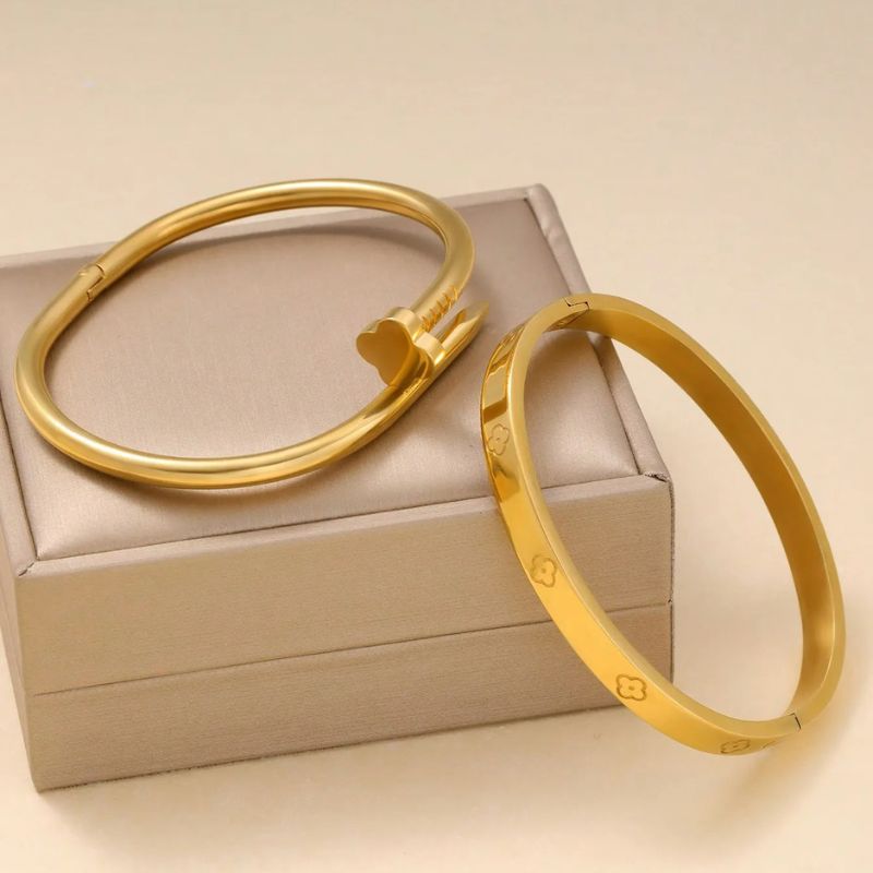 Duo Bracelet Femme Trèfle Acier Inoxydable Intemporel