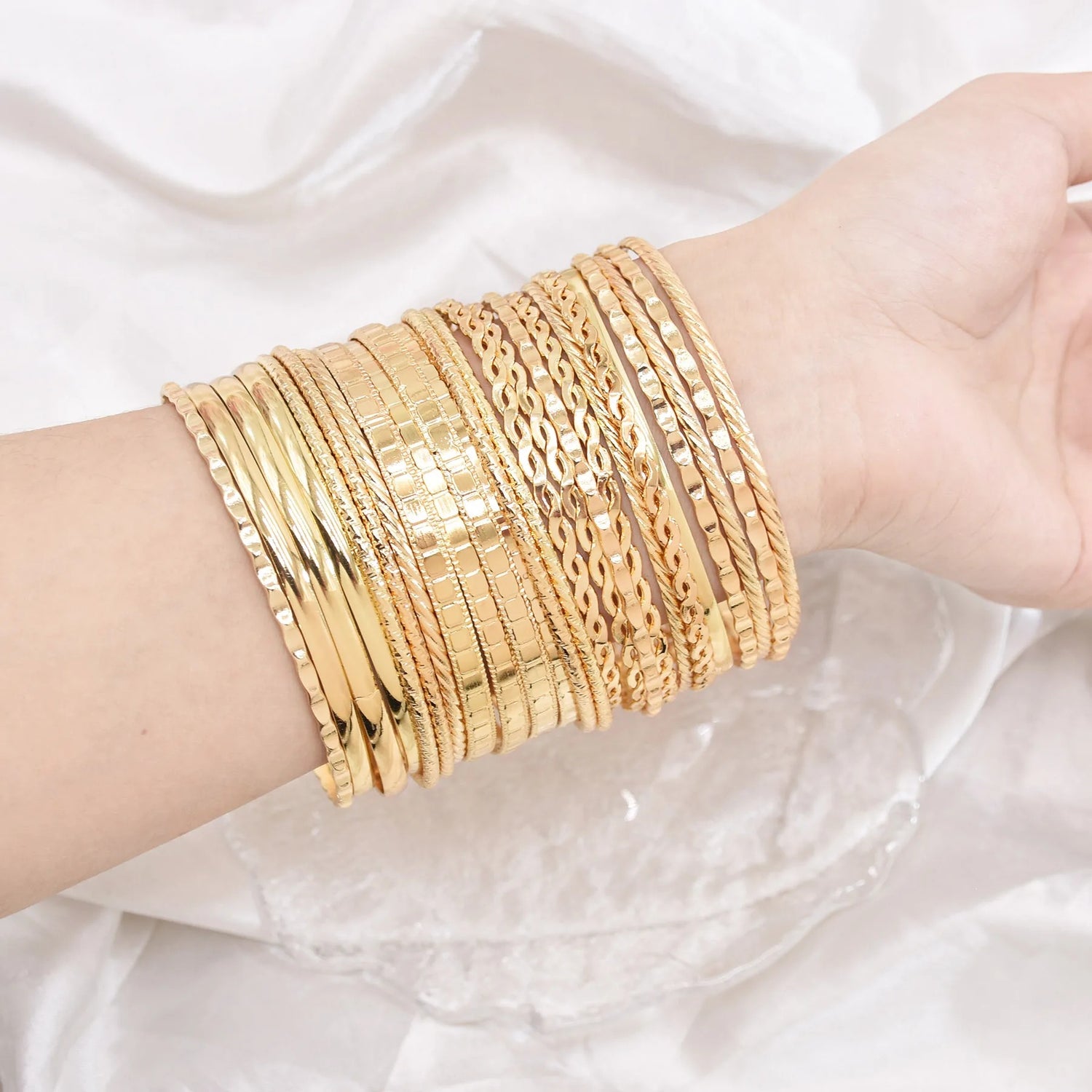 Ensemble Bracelets Indien Femme Dorés Harmonie