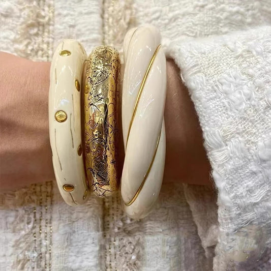 Gros Bracelet Femme Torsadé Finition Émaillée