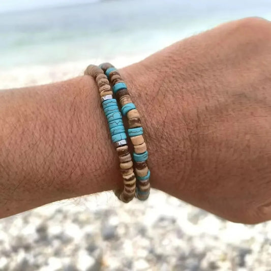 Lot 2 Bracelets Homme Perles Coco