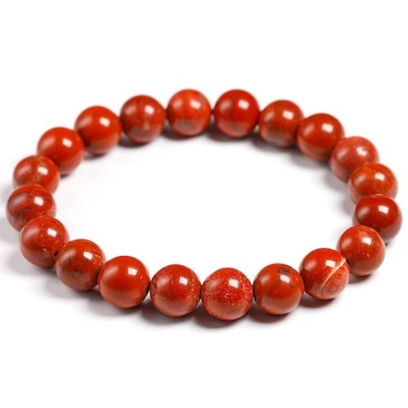 Lot 3 Bracelets Jaspe Rouge Pierres Rondes