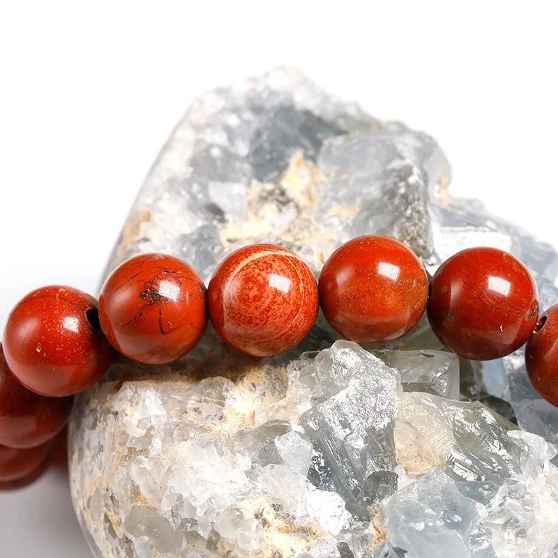 Lot 3 Bracelets Jaspe Rouge Pierres Rondes