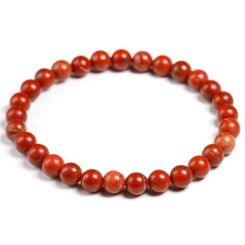 Lot 3 Bracelets Jaspe Rouge Pierres Rondes