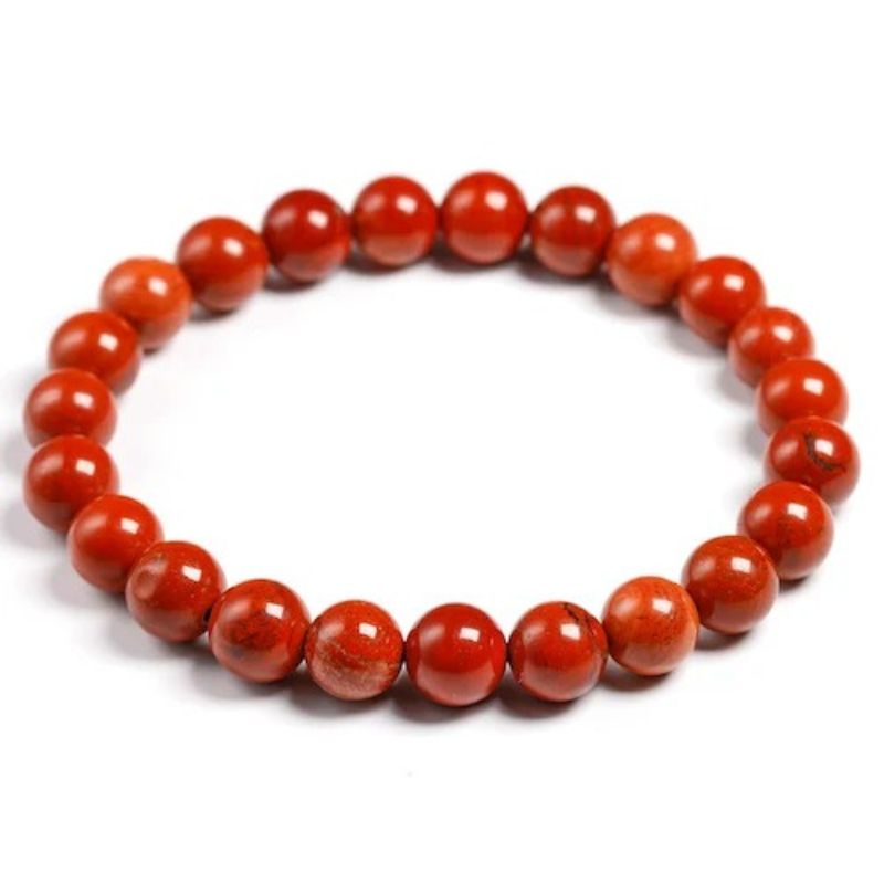 Lot 3 Bracelets Jaspe Rouge Pierres Rondes