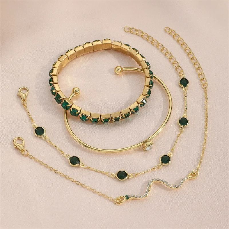Lot 4 Bracelet Femme Multirang Vert