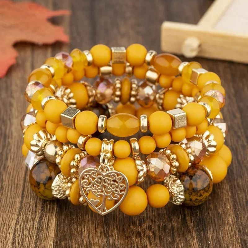Lot 4 Bracelets Femme Arbre De Vie Avec Perles Et Breloques