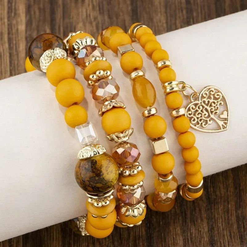 Lot 4 Bracelets Femme Arbre De Vie Avec Perles Et Breloques
