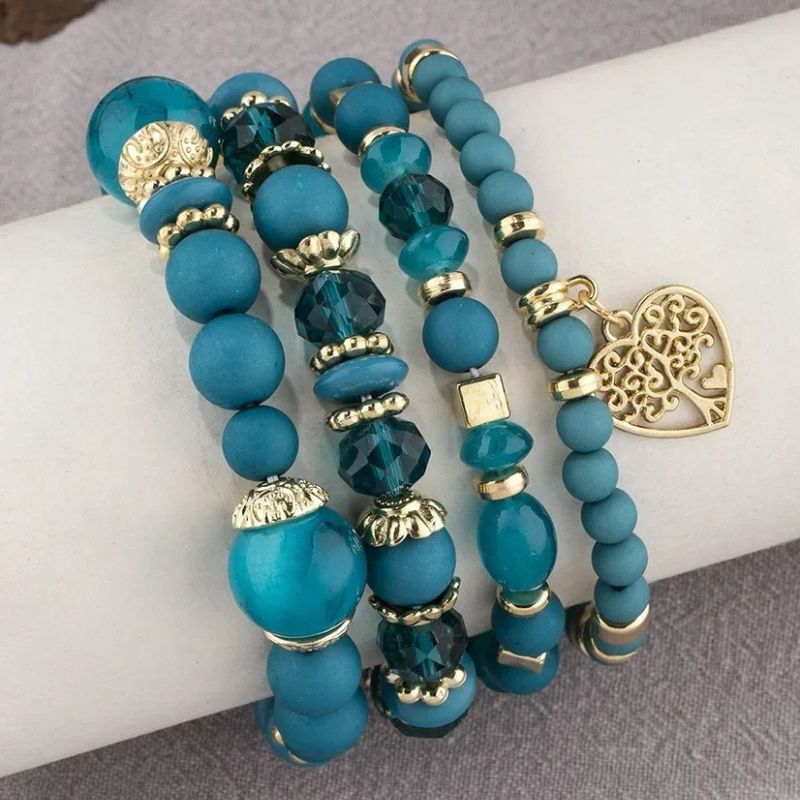Lot 4 Bracelets Femme Arbre De Vie Avec Perles Et Breloques