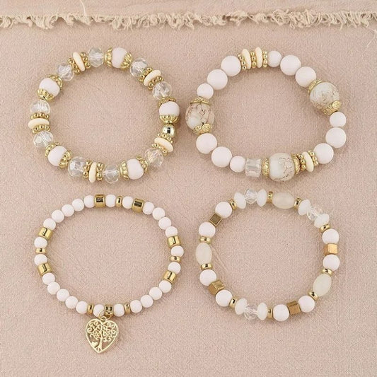 Lot 4 Bracelets Femme Arbre De Vie Avec Perles Et Breloques