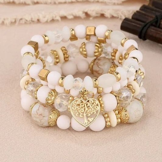 Lot 4 Bracelets Femme Arbre De Vie Avec Perles Et Breloques