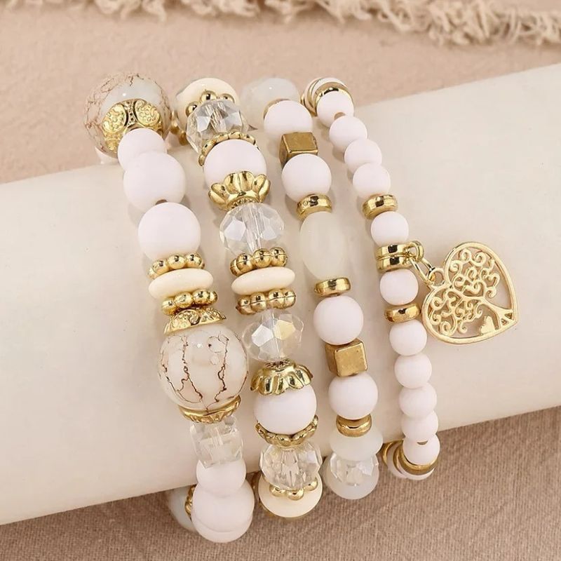 Lot 4 Bracelets Femme Arbre De Vie Avec Perles Et Breloques