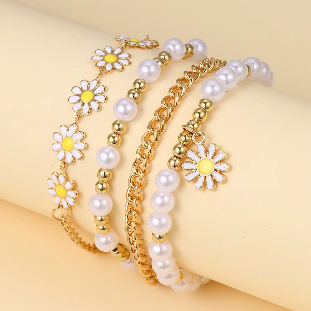 Lot de 4 Bracelets Jaunes Bohèmes