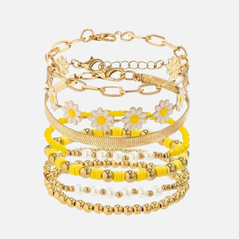 Lot de 7 Bracelets Jaunes Tendances