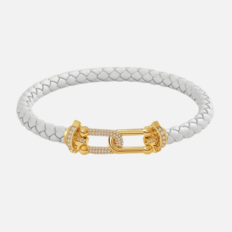 Bracelet Cuir Femme Coloré Tressé Zircon Doré
