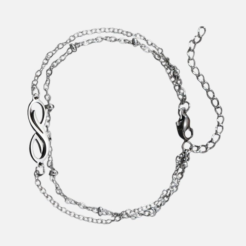 Bracelet Infini Femme Double Chaine Acier Inoxydable