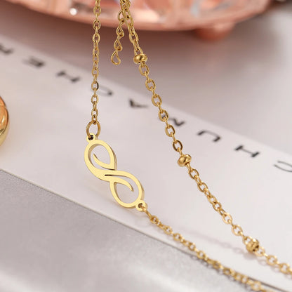 Bracelet Infini Femme Double Chaine Acier Inoxydable