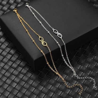 Bracelet Infini Femme Double Chaine Acier Inoxydable
