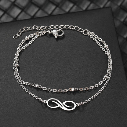 Bracelet Infini Femme Double Chaine Acier Inoxydable