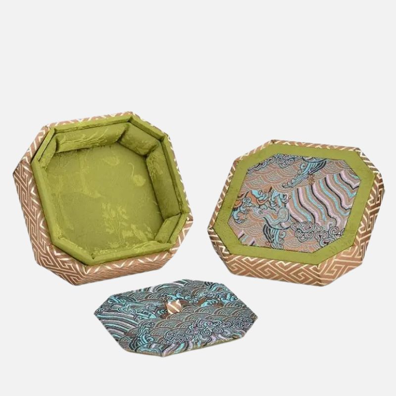 Boîte Rangement Bracelet Octogonal Broderie Chinoise