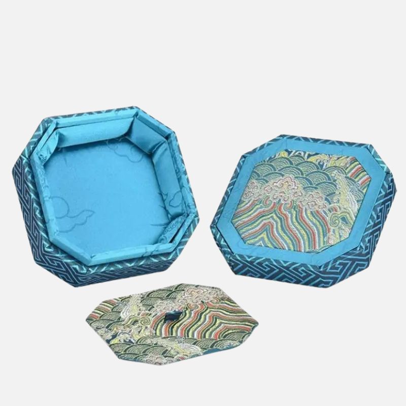 Boîte Rangement Bracelet Octogonal Broderie Chinoise