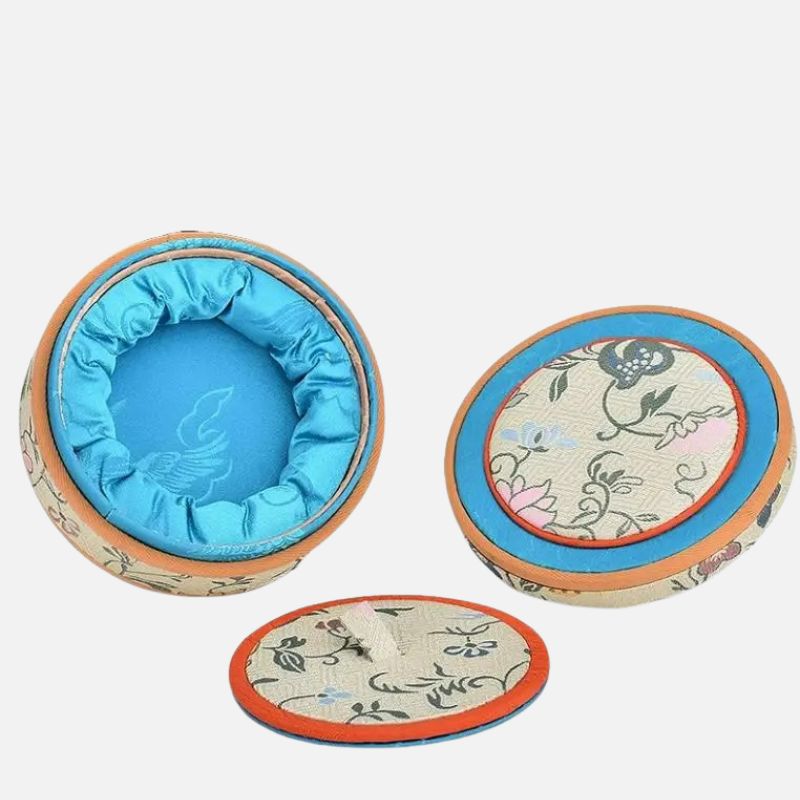 Boîte Ronde Brodée Style Chinois