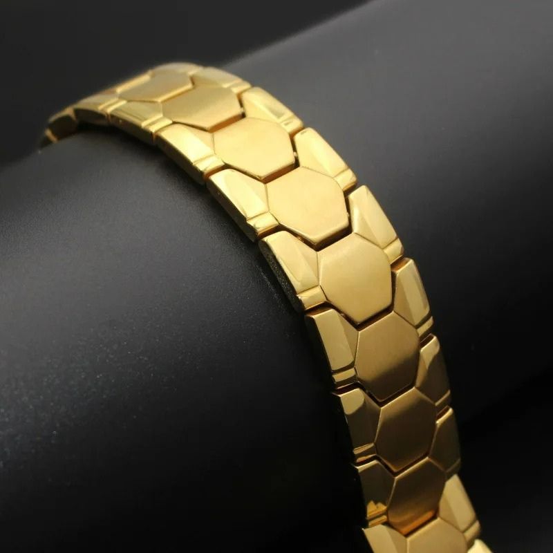 Bracelet Acier Homme Doré Magnétique