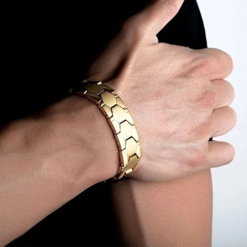 Bracelet Acier Homme Doré Magnétique