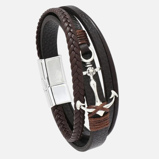 Bracelet Acier Homme Multi-Lien Ancre Marine