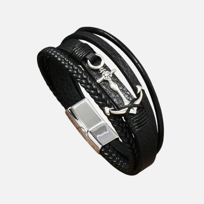 Bracelet Acier Homme Multi-Lien Ancre Marine