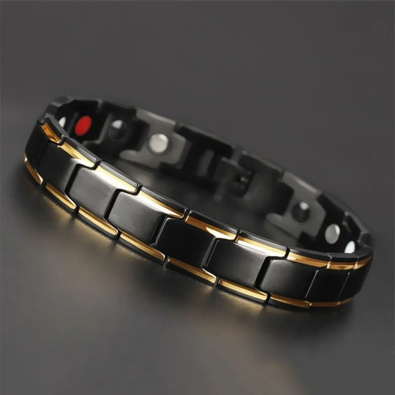Bracelet Acier Homme Noir Magnétique