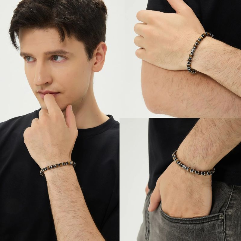 Bracelet Acier Homme Œil De Tigre