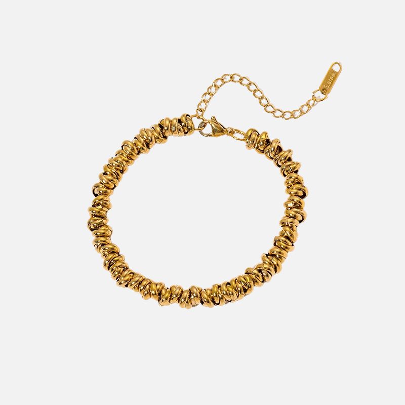 Bracelet Acier Inoxydable Anneaux Entrelacés Dorés