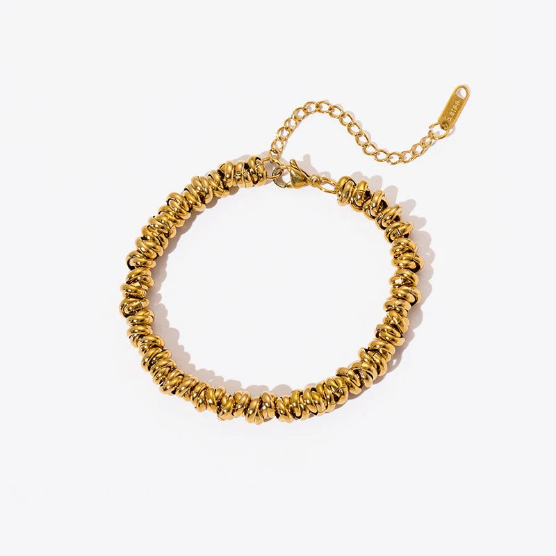 Bracelet Acier Inoxydable Anneaux Entrelacés Dorés