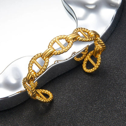 Bracelet Acier Inoxydable Chaîne Sculptée Et Élégante