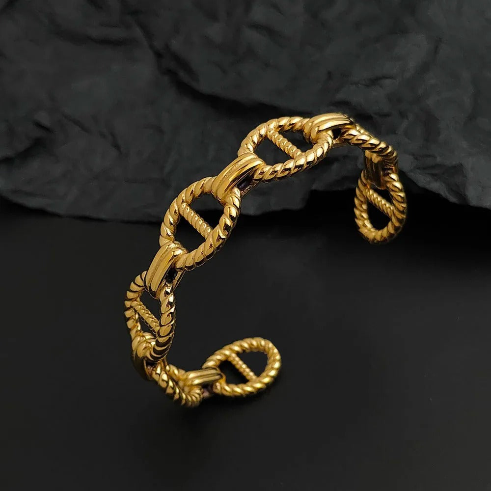 Bracelet Acier Inoxydable Chaîne Sculptée Et Élégante