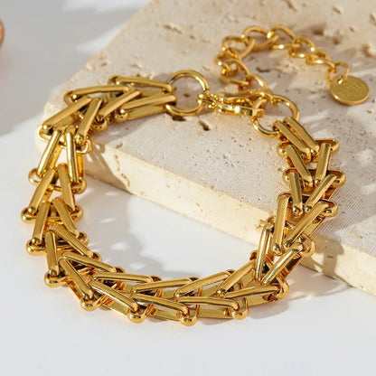 Bracelet Acier Inoxydable Doré Maillons Graphiques