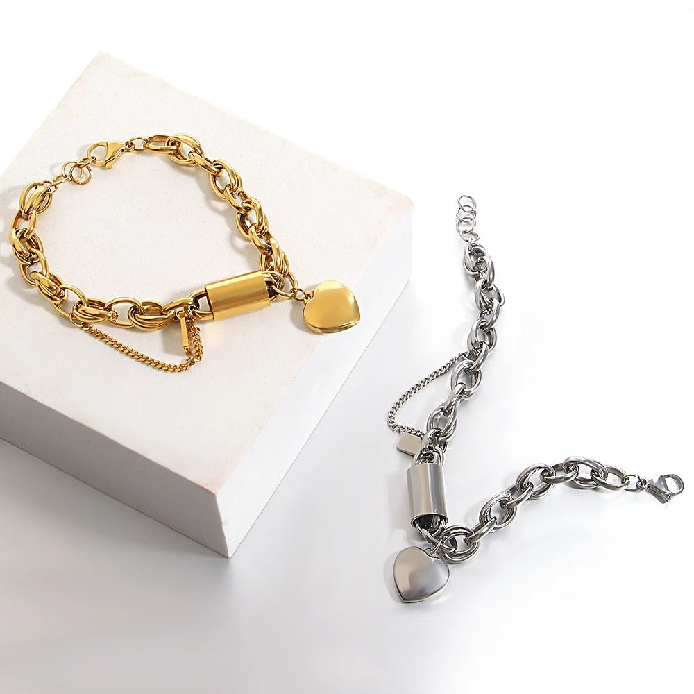 Bracelet Acier Inoxydable Femme Breloque Cœur