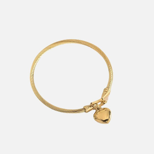 Bracelet Acier Inoxydable Femme Câble Et Cœur